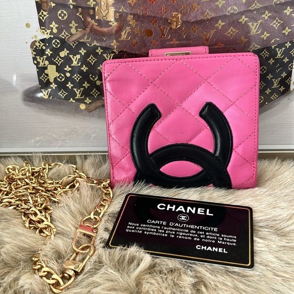 CHANEL Bifold Wallet Card Coin Bill Case Purse hot Pink - Picture 1 of 10